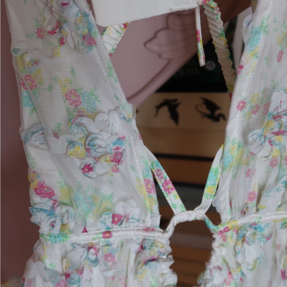Light Floral Spaghetti Strap Mini Dress For love & Lemons - Picture 3 of 3